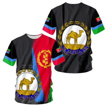 Eritrea Mapu Eritrejsko Flag T Shirt Mužov Afrike Unisex Grafické Tričká Krátky Rukáv T-shirts Streetwear Lete Mužov Oblečenie Muž