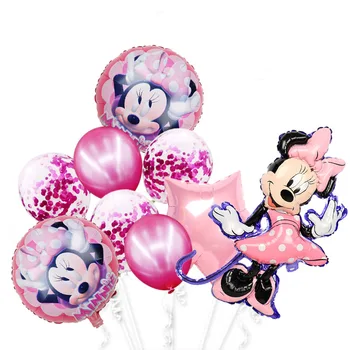 Minnie mouse fóliové balóniky mickey 1. narodeniny, party dekorácie deti ballon číslo 1 globos baby sprcha konfety latex loptu hračka