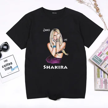 Speváčka Shakira T Shirt Ženy Muži Bavlna Krátky-sleev Módne Topy Hip Hop Streetwear Unisex Bežné Nadrozmerné Tričko Camisetas