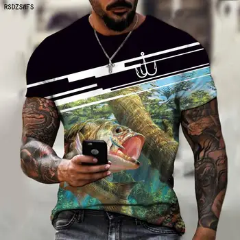 Pánske Tričko Wild Rybolov Rybolov Vonkajšie Vášeň 3D Tlač Tlač Módne Značky Kolo Krku T-shirt Ležérny Štýl Nadrozmerná 5XL
